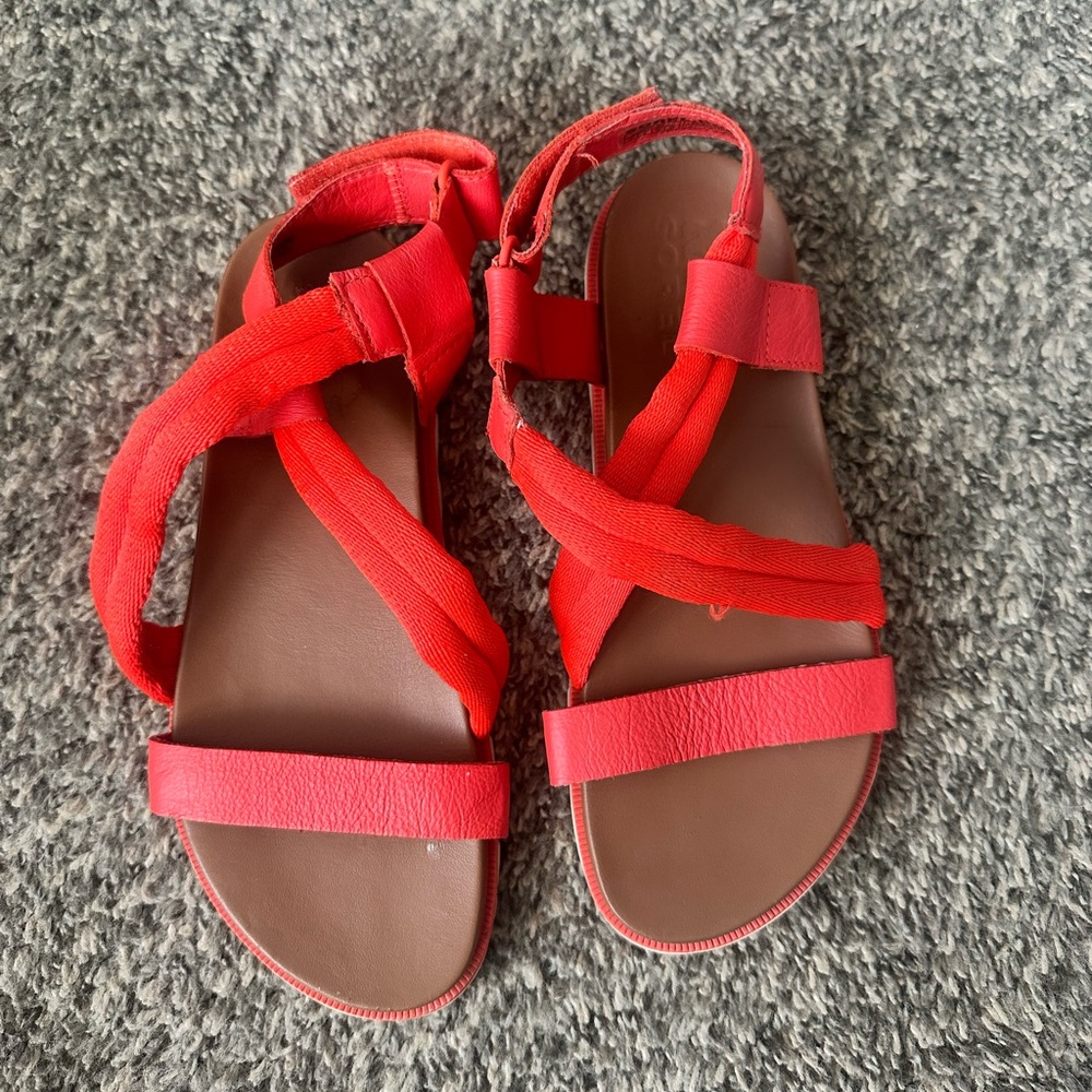 Red sorel sandals